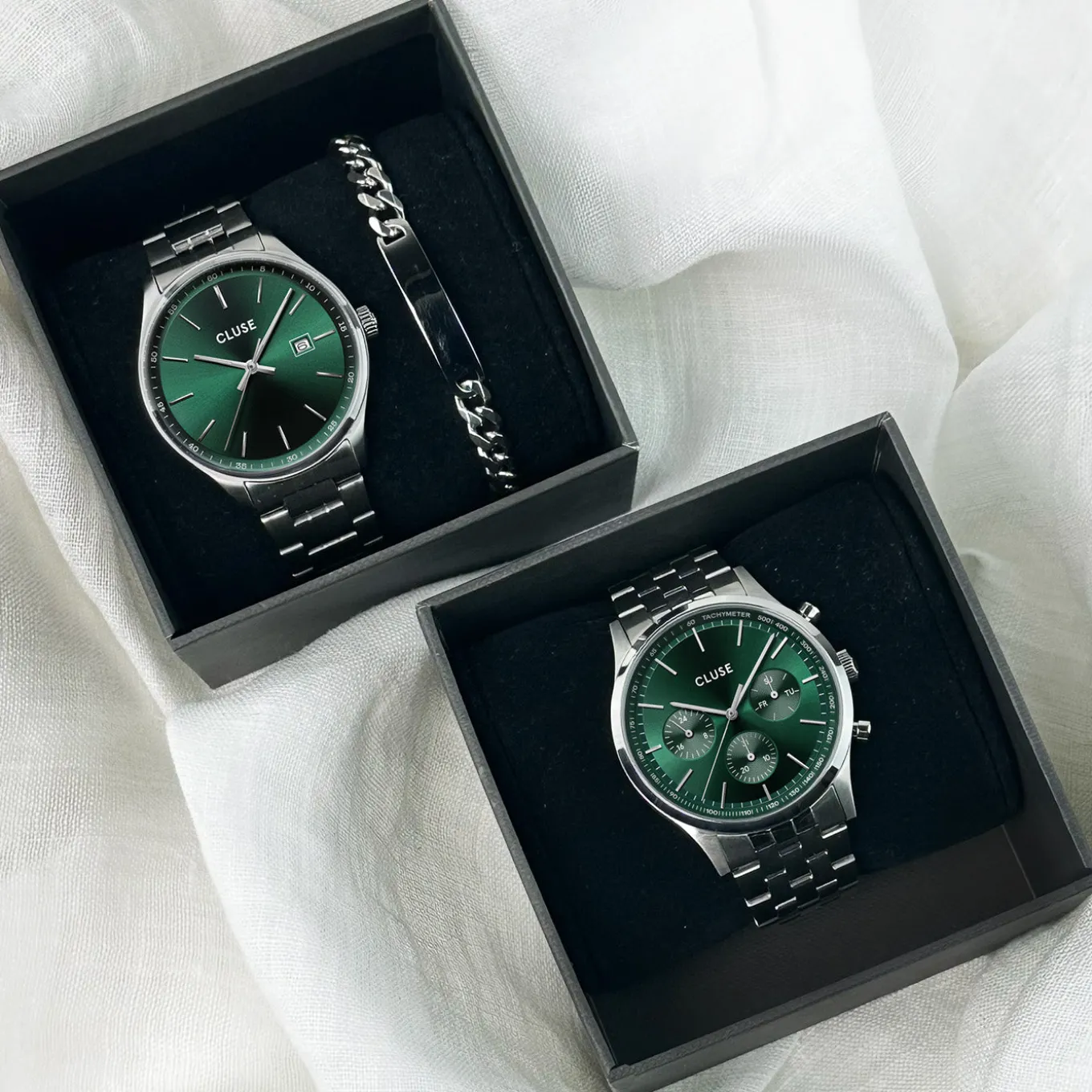anthor_multifunction_watch_steel_green_silver_colour_5.webp Discount Anthéor Multifunction Watch Steel Green, Silver Colour Herren Uhren Silber | Anthéor