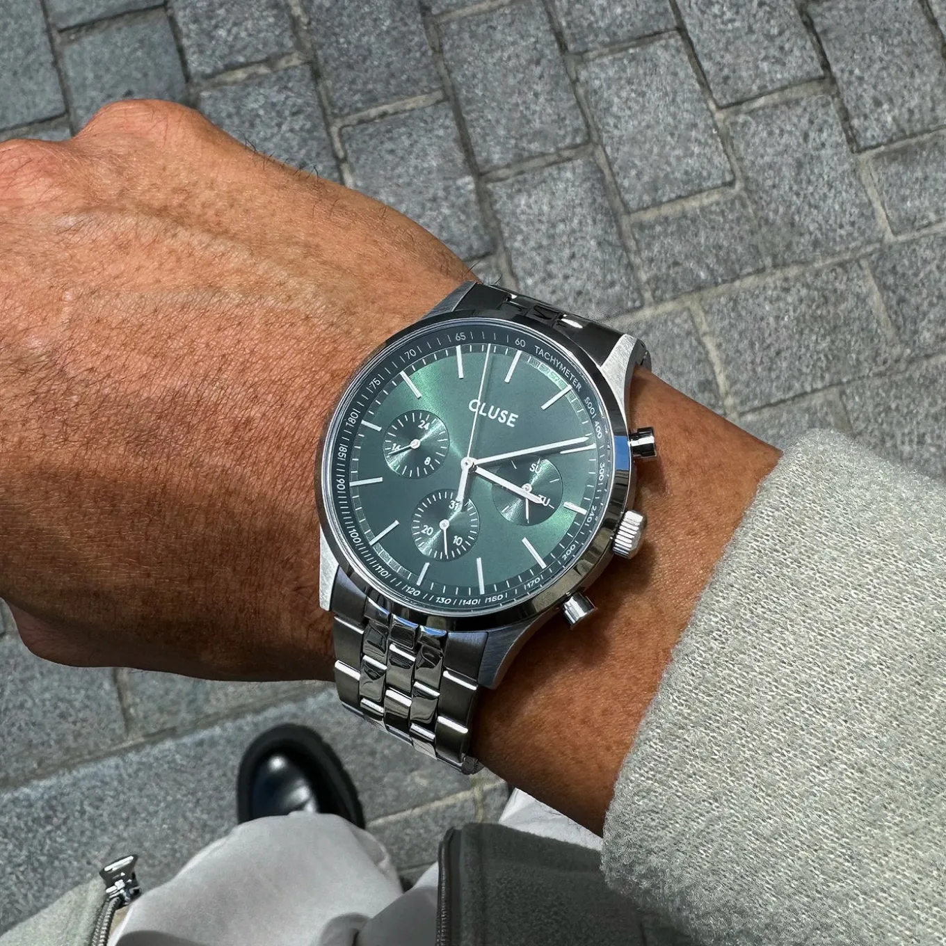 anthor_multifunction_watch_steel_green_silver_colour_6.webp Discount Anthéor Multifunction Watch Steel Green, Silver Colour Herren Uhren Silber | Anthéor