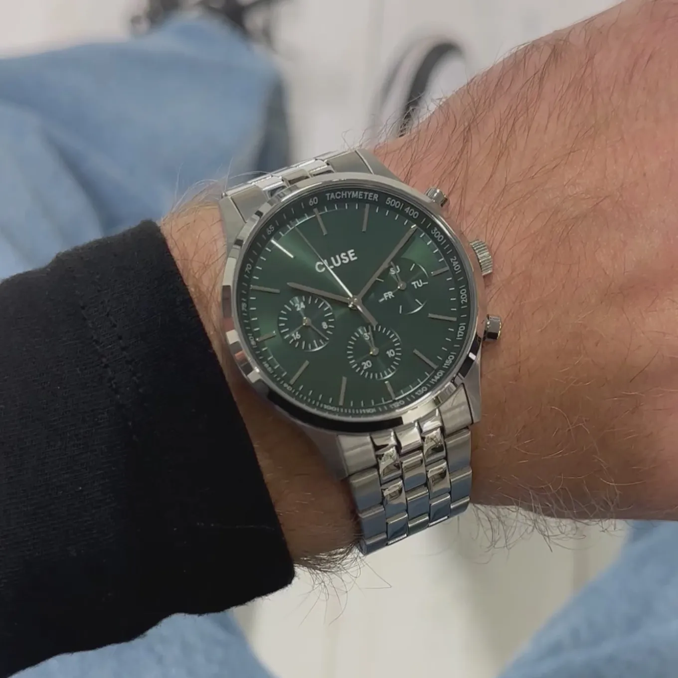 anthor_multifunction_watch_steel_green_silver_colour_9.webp Discount Anthéor Multifunction Watch Steel Green, Silver Colour Herren Uhren Silber | Anthéor