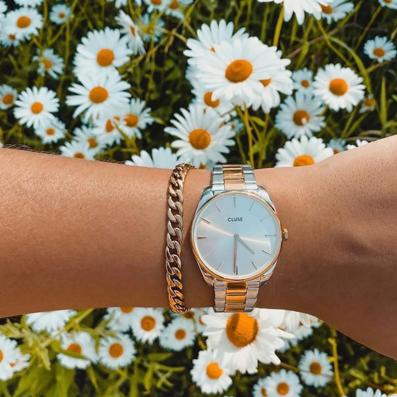 essentielle_flat_curb_chain_bracelet_gold_colour_3.webp Outlet Essentielle Flat Curb Chain Bracelet Gold Colour Armbänder