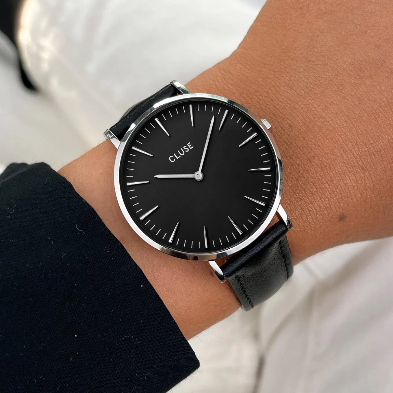 New Gift Box Boho Chic Watch Mesh and Leather Strap, Silver Colour Damen Boho Chic