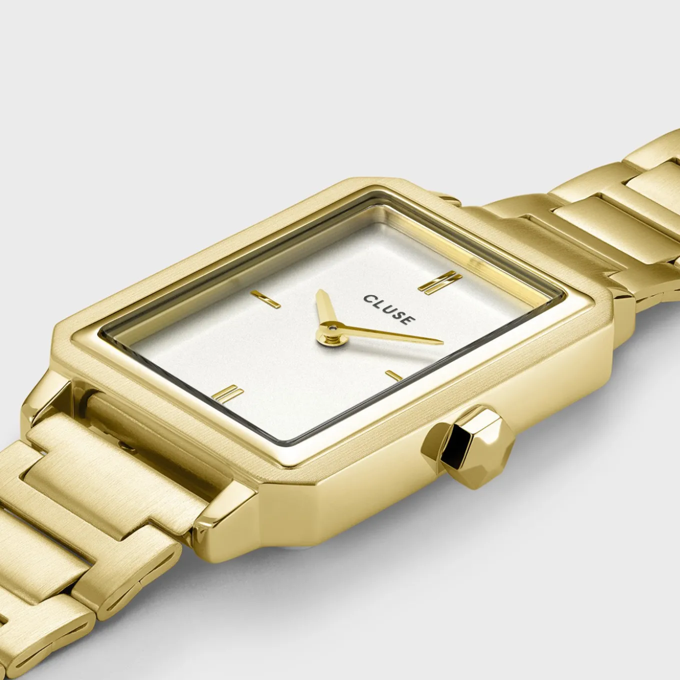 Discount Gift Box Fluette Steel Watch and Black Leather Lizard Strap, Gold Colour Damen Fluette