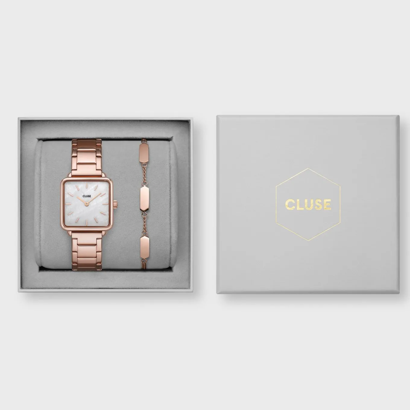 Best Gift Box La Tétragone Watch and Bracelet Rose Gold Colour Damen La Tétragone