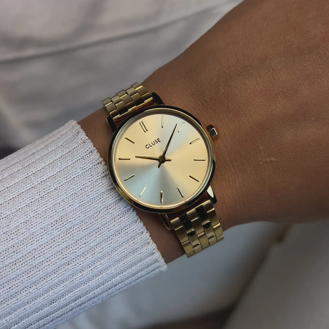 Cheap Gift Box Pavane Petite 2.0 Steel Watch Gold & Black Leather Strap, Gold Colour Damen Pavane Petite