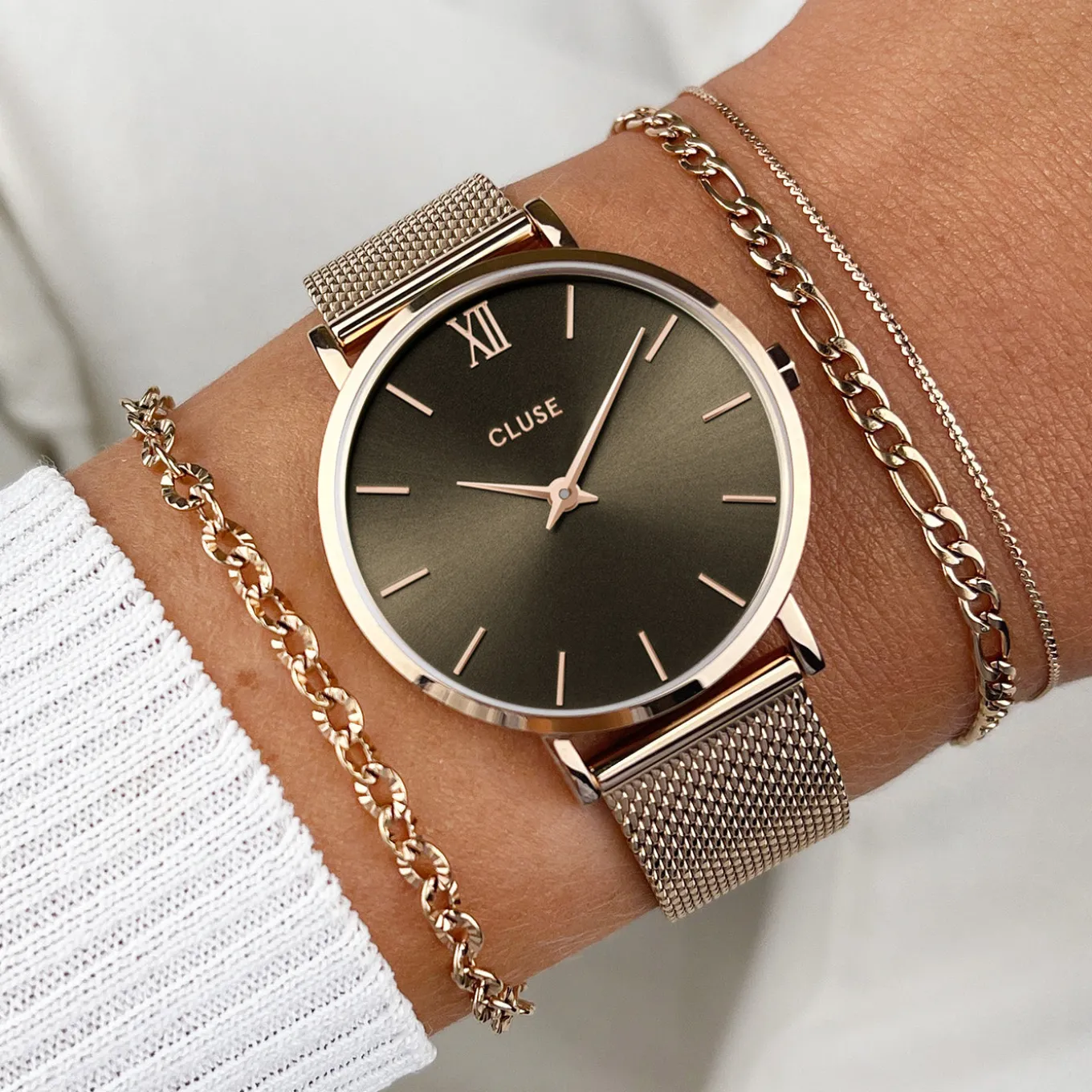 Flash Sale Minuit Mesh, Grey, Rose Gold Colour Damen Uhren Roségold | Minuit
