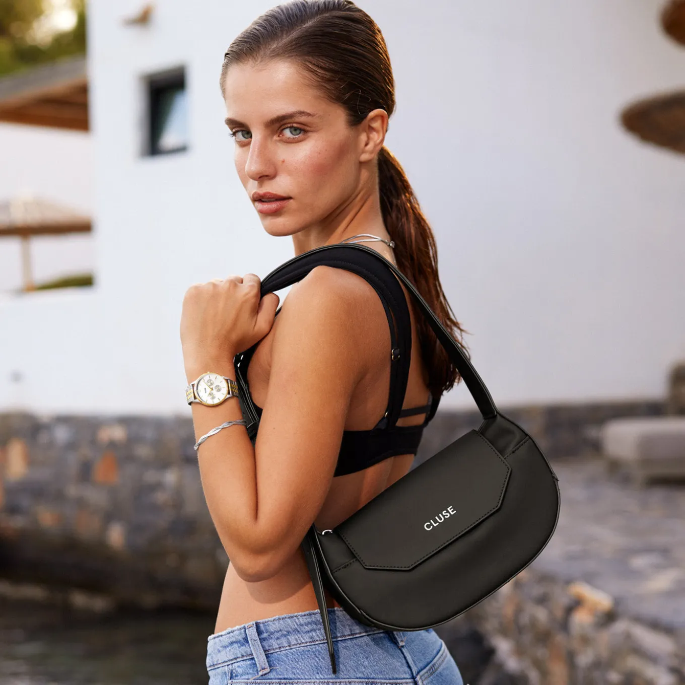 sacrois_petite_crossbody_bag_black_silver_colour_7.webp Online Sacroisé Petite Crossbody Bag, Black, Silver Colour Sacroisé Petite