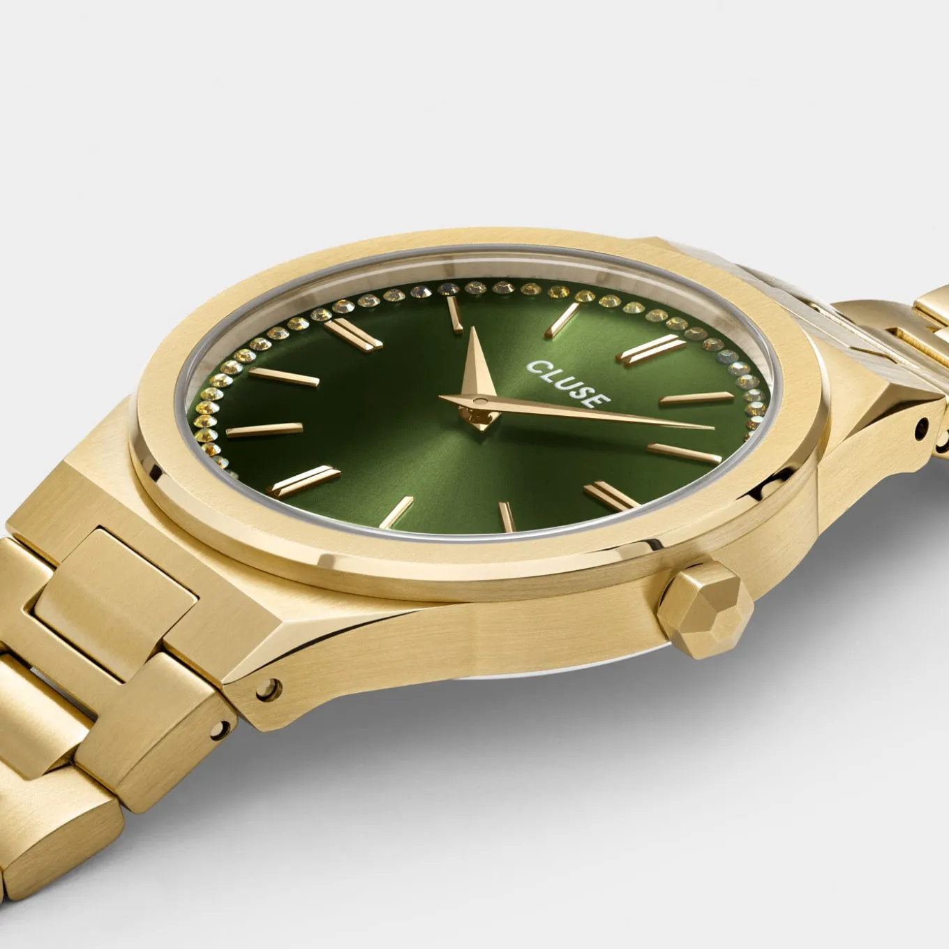 vigoureux_watch_steel_green_stones_gold_colour_2.webp Clearance Vigoureux Watch Steel, Green Stones, Gold Colour Damen Uhren Gold | Vigoureux